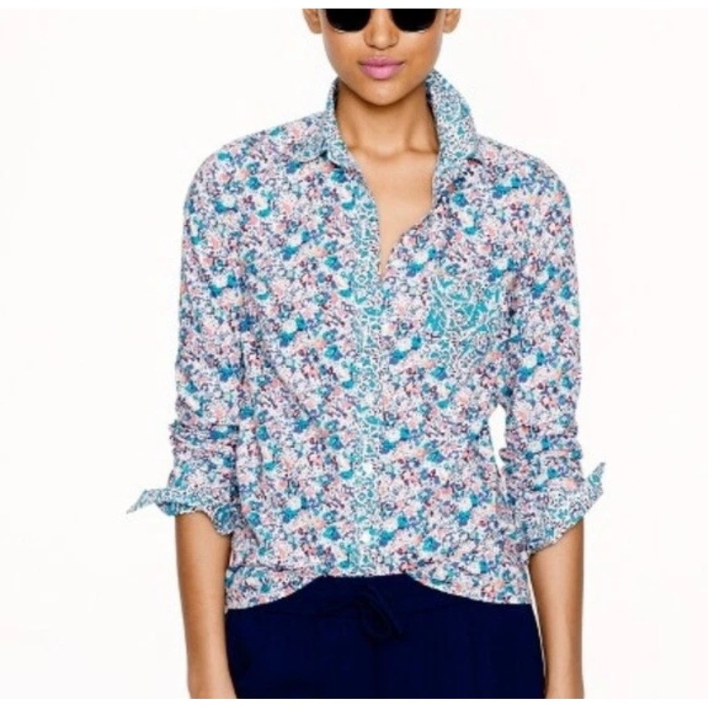 J.Crew Liberty London Art Fabrics Shirt Womens 6 Mixed Print Floral Button Up